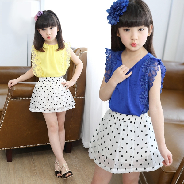 Παιδικό σετ για κορίτσια -φούστα και πουκάμισο-τέσσερα χρώματα.