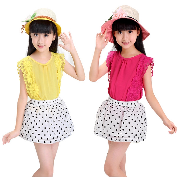 Παιδικό σετ για κορίτσια -φούστα και πουκάμισο-τέσσερα χρώματα.