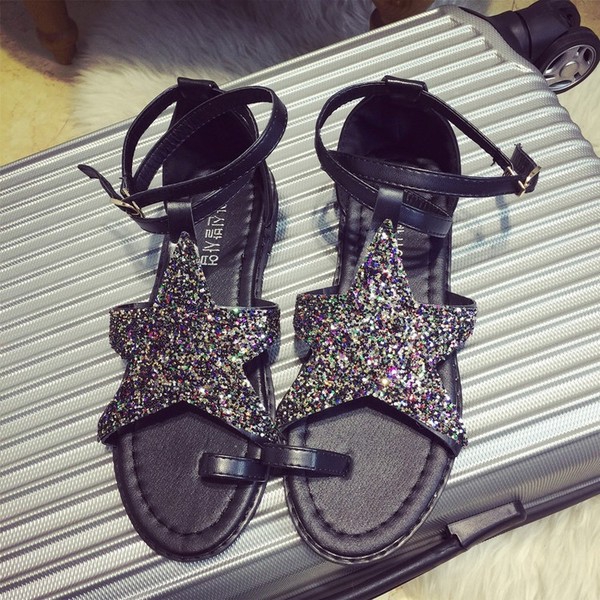 Κυρίες περιστασιακά σανδάλια με λαμπερά αστέρια