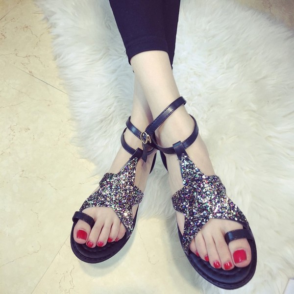 Κυρίες περιστασιακά σανδάλια με λαμπερά αστέρια
