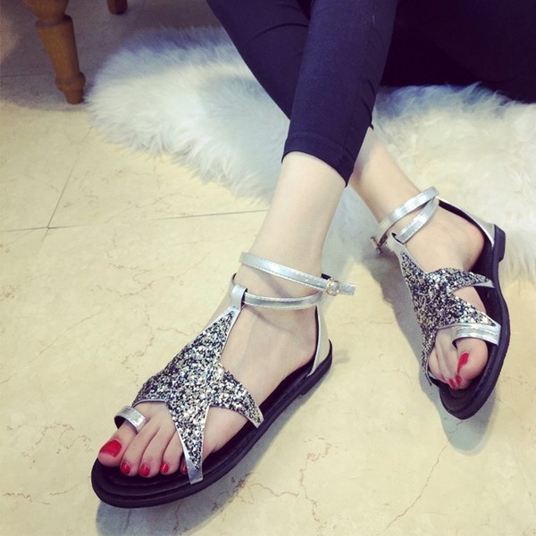 Κυρίες περιστασιακά σανδάλια με λαμπερά αστέρια