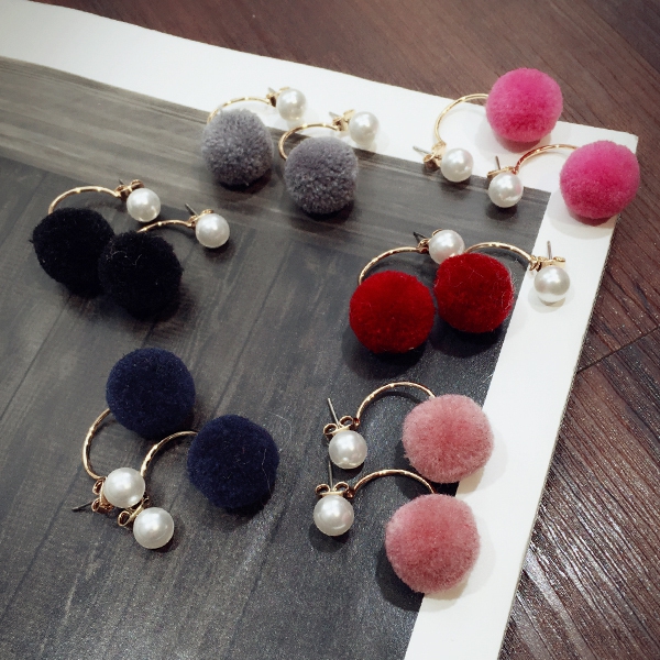 Γυναικεία σκουλαρίκια σε μπλε, κόκκινο, κυκλάμινο, γκρι και μαύρο χρώμα - 6 σχέδια