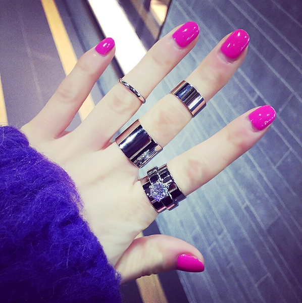 Γυναικέιο σετ δαχτυλιδιών  σε ασημί και χρυσό χρώμα - 4 κομμάτια