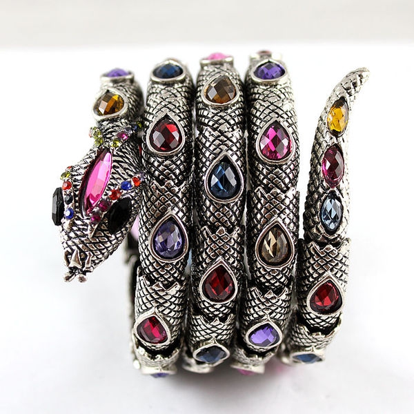 Γυναικείο βραχιόλι με τριών χρωμάτων φίδι