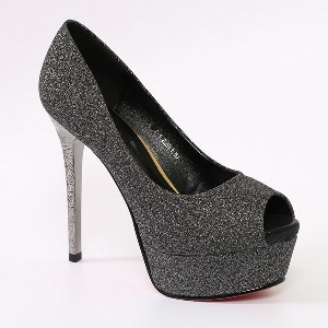 Дамски обувки в черен и златист цвят с 12.5 см ток