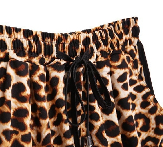 Дамски леопардови къси плажни панталони