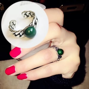 Дамски пръстени в зелен,син и бял цвят - 1.7 см 