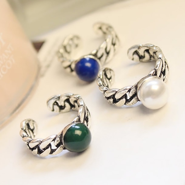 Дамски пръстени в зелен,син и бял цвят - 1.7 см 