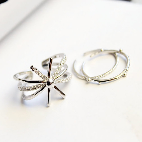 Дамски пръстени в сребрист и златист цвят - 1.7 см 