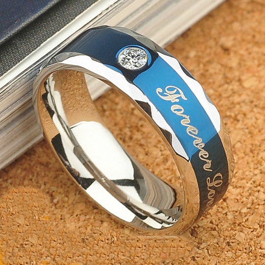 Сини мъжки пръстени изработени от стомана 