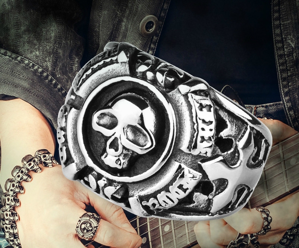 Ανδρικά δακτιλίδια από χάλυβα Skull Cross - 7 μεγέθη