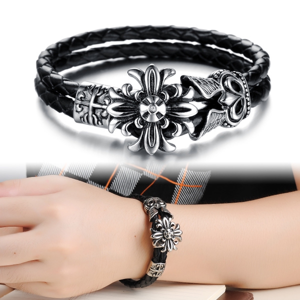 Ανδρικό βραχιόλι σε μαύρο χρώμα - 21,5 εκ