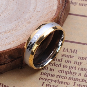 Δαχτυλίδι ανδρικό με δράκο σε χρυσό-ασημί χρώμα - 1 μοντέλο