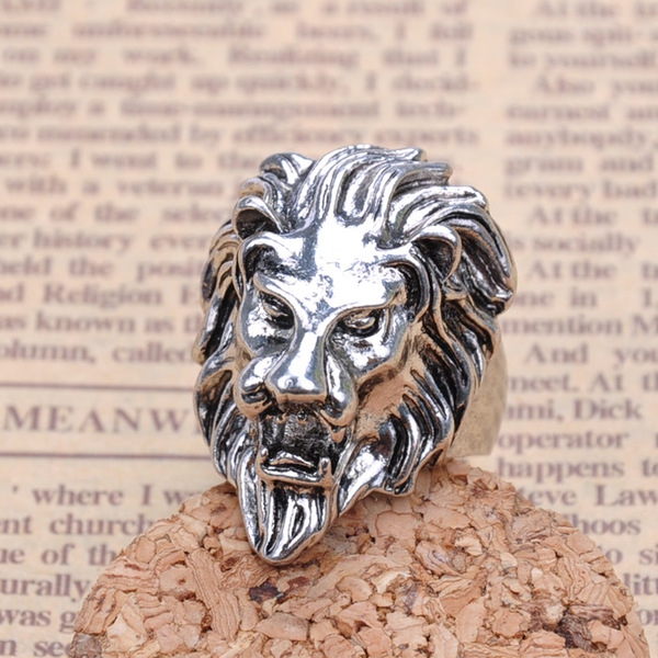 Мъжки пръстен в сребрист цвят - лъв