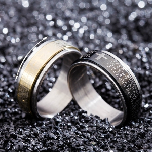 Златисти и черни мъжки пръстени изработени от стомана  - 4 размера 