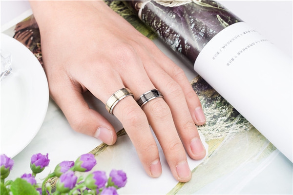 Χρυσά και μαύρα ανδρικά δαχτυλίδια από χάλυβα - 4 μεγέθη