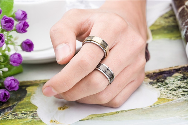 Χρυσά και μαύρα ανδρικά δαχτυλίδια από χάλυβα - 4 μεγέθη