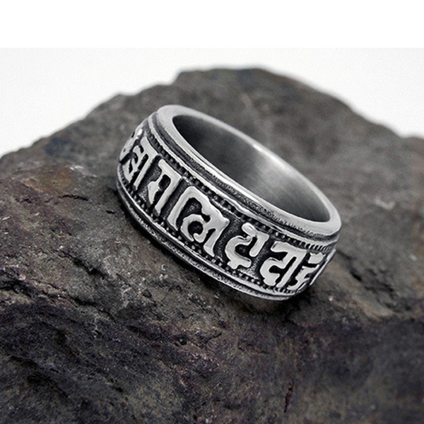 Χαραγμένα ανδρικά δαχτυλίδια σε ασημί χρώμα - 4 μεγέθη