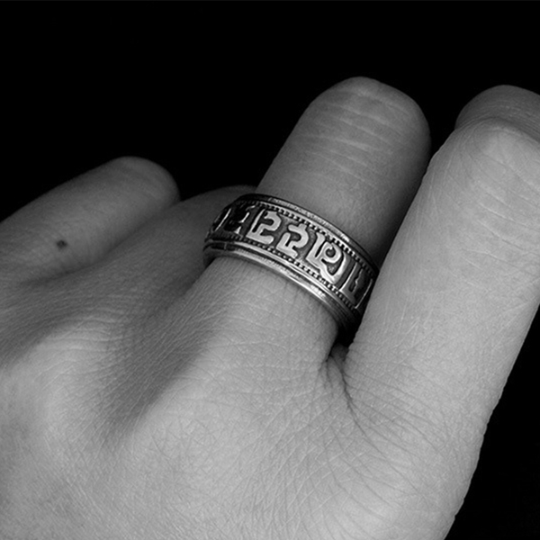 Χαραγμένα ανδρικά δαχτυλίδια σε ασημί χρώμα - 4 μεγέθη