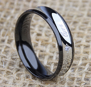 Мъжки стоманени  пръстени с камък в черен цвят 