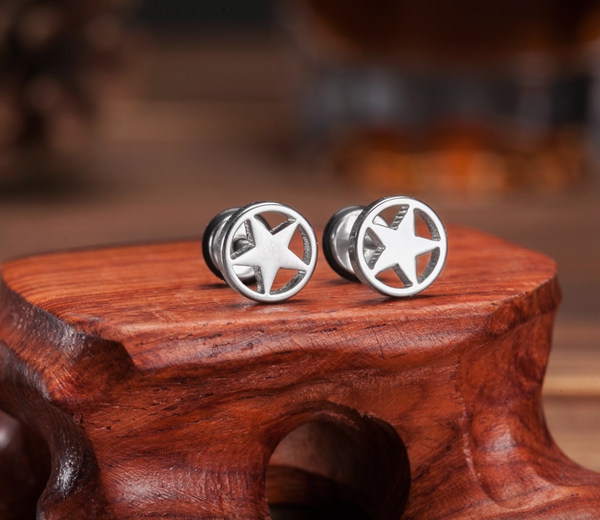 Ανδρικά σκουλαρίκια σε ασήμι - αστέρι