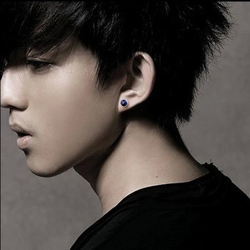 Ανδρικά σκουλαρίκια σε μωβ και μαύρο χρώμα