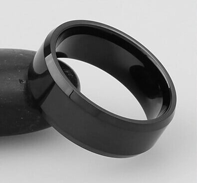  Ανδρικό μεταλλικό δαχτυλίδι σε μαύρο χρώμα Nanjie