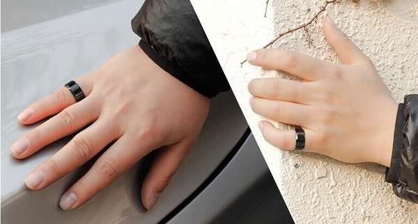  Ανδρικό μεταλλικό δαχτυλίδι σε μαύρο χρώμα Nanjie