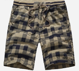 Мъжки еластични къси панталони за лятото от памук - различни топ модели - едноцветни, раирани, карирани
