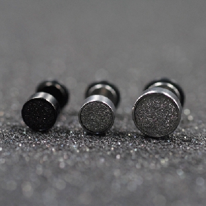 Ανδρικά σκουλαρίκια σε ασήμι και μαύρο - 6 mm, 8 mm και 10 mm