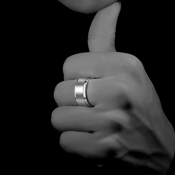 Δαχτυλίδια από χάλυβα για άνδρες σε ασημί χρώμα
