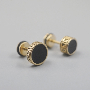 Ανδρικά σκουλαρίκια σε μαύρο και χρυσό - 8 mm και 10 mm