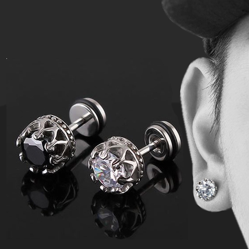 Ανδρικά σκουλαρίκια σε ασημί και μαύρο χρώμα -2 μοντέλα