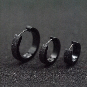 Ανδρικά σκουλαρίκια σε ασήμι και μαύρο - 13 mm, 16 mm και 20 mm