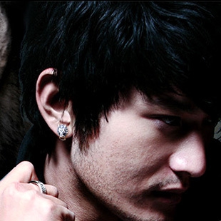 Ένα ανδρικό ασημένιο σκουλαρίκι με λύκο