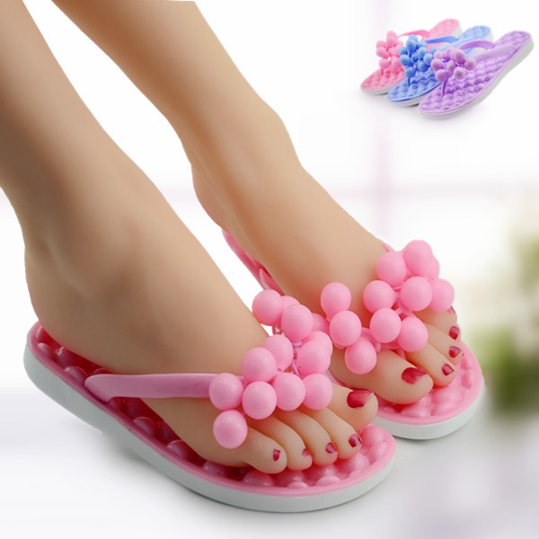 Дамски чехли розов син и лилав цвят