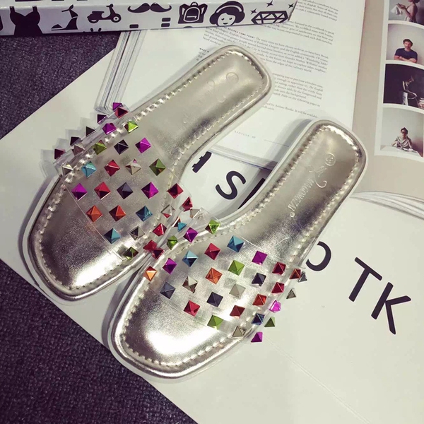 Γυναικείεςπαντόφλες ασημί και χρυσό χρώμα