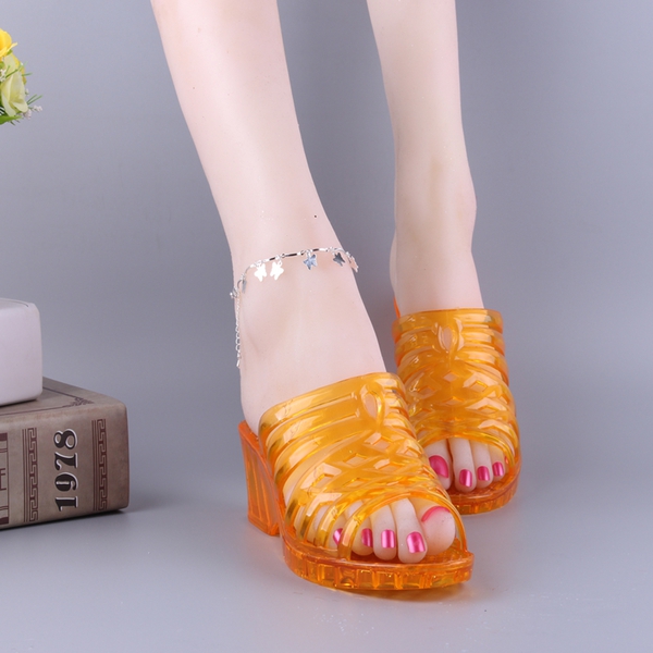 Дамски чехли тъмно червен сжетло червен и жълт цвят