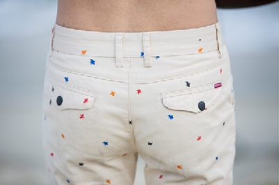 Мъжки къси панталони - летни, от деним със звездички 