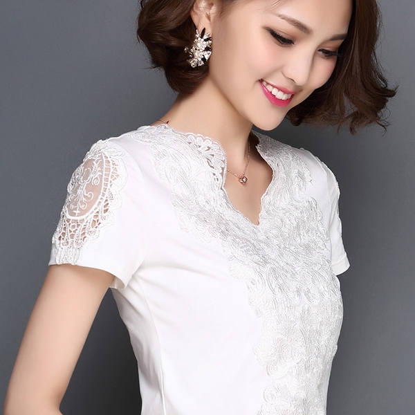 Κυρίες κοντομάνικα πουκάμισα σε λευκό και μαύρο - 2 μοντέλα