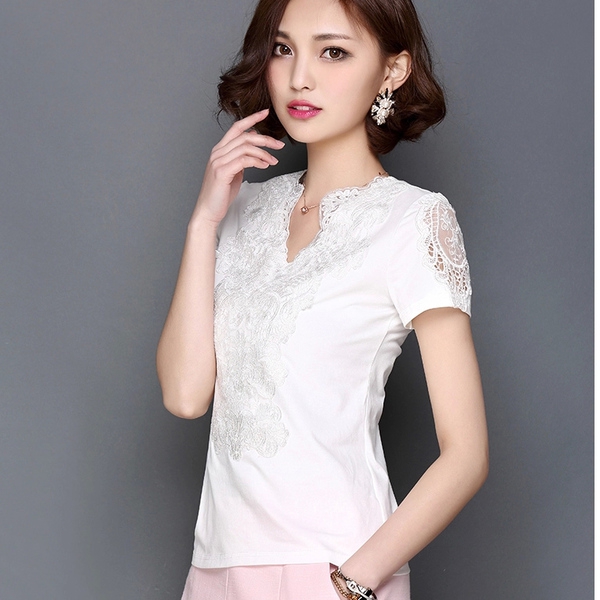 Κυρίες κοντομάνικα πουκάμισα σε λευκό και μαύρο - 2 μοντέλα