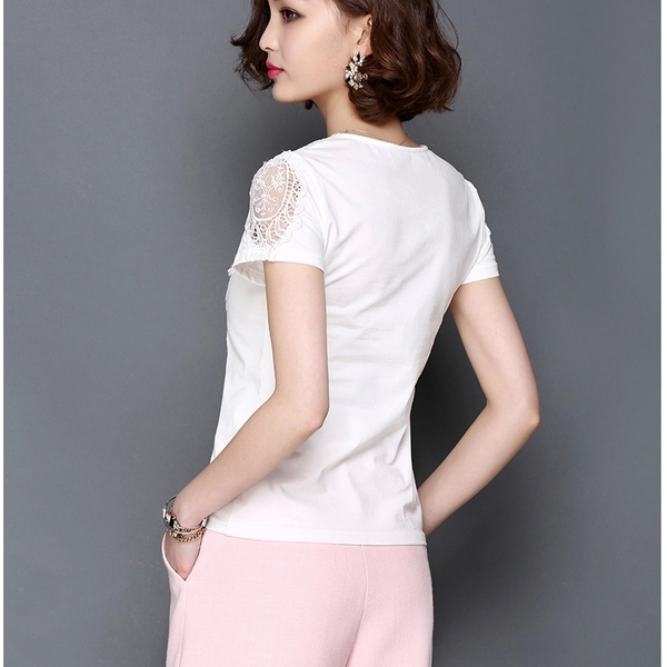 Κυρίες κοντομάνικα πουκάμισα σε λευκό και μαύρο - 2 μοντέλα