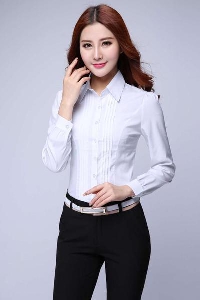 Дамска риза с къс и дълъг ръкав в бял цвят