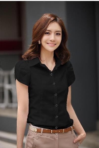 Дамска риза с къси ръкави - 2 модела в черен и бял цвят