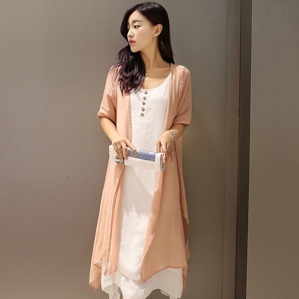 Σετ φόρεμα κυρίες με μύδια γιλέκο - τρεις top model