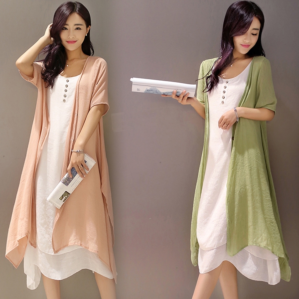 Σετ φόρεμα κυρίες με μύδια γιλέκο - τρεις top model