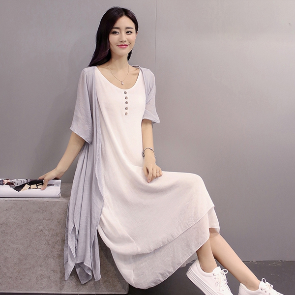 Σετ φόρεμα κυρίες με μύδια γιλέκο - τρεις top model