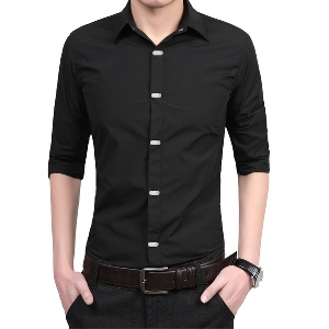 Μονόχρωμα επίσημα ανδρικά πουκάμισα με μακριά μανίκια - διάφορα σχέδια σε μαύρο, λευκό, ουρανό μπλε, μοβ και κόκκινο κρασί χρώμα