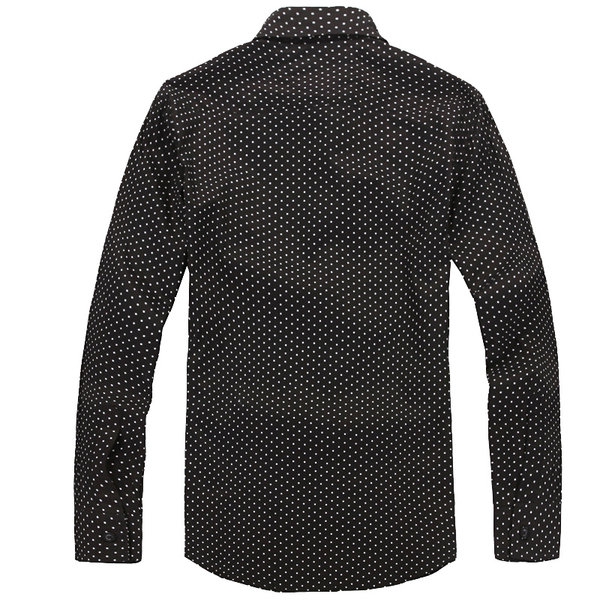 Αντρικά πουκάμισα με μακρύ μανίκι σε σημεία - μαύρα και άσπρα μοντέλα με βαμβακερό υλικό βάσης