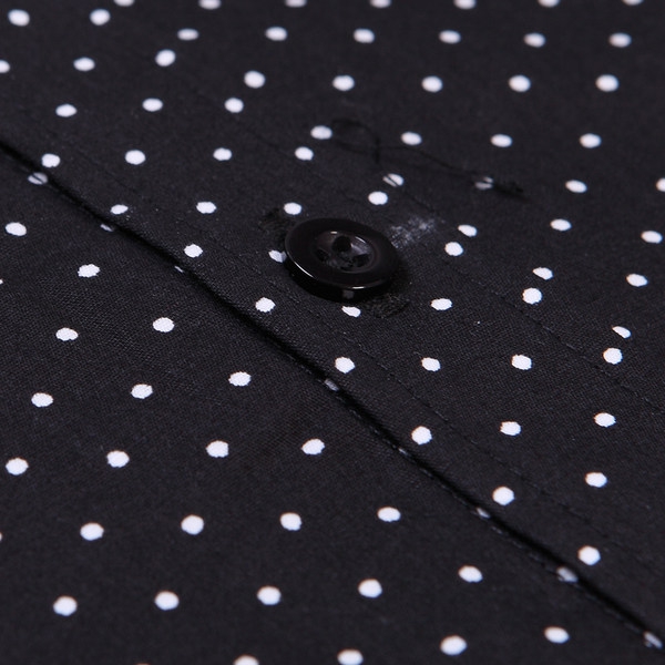 Αντρικά πουκάμισα με μακρύ μανίκι σε σημεία - μαύρα και άσπρα μοντέλα με βαμβακερό υλικό βάσης